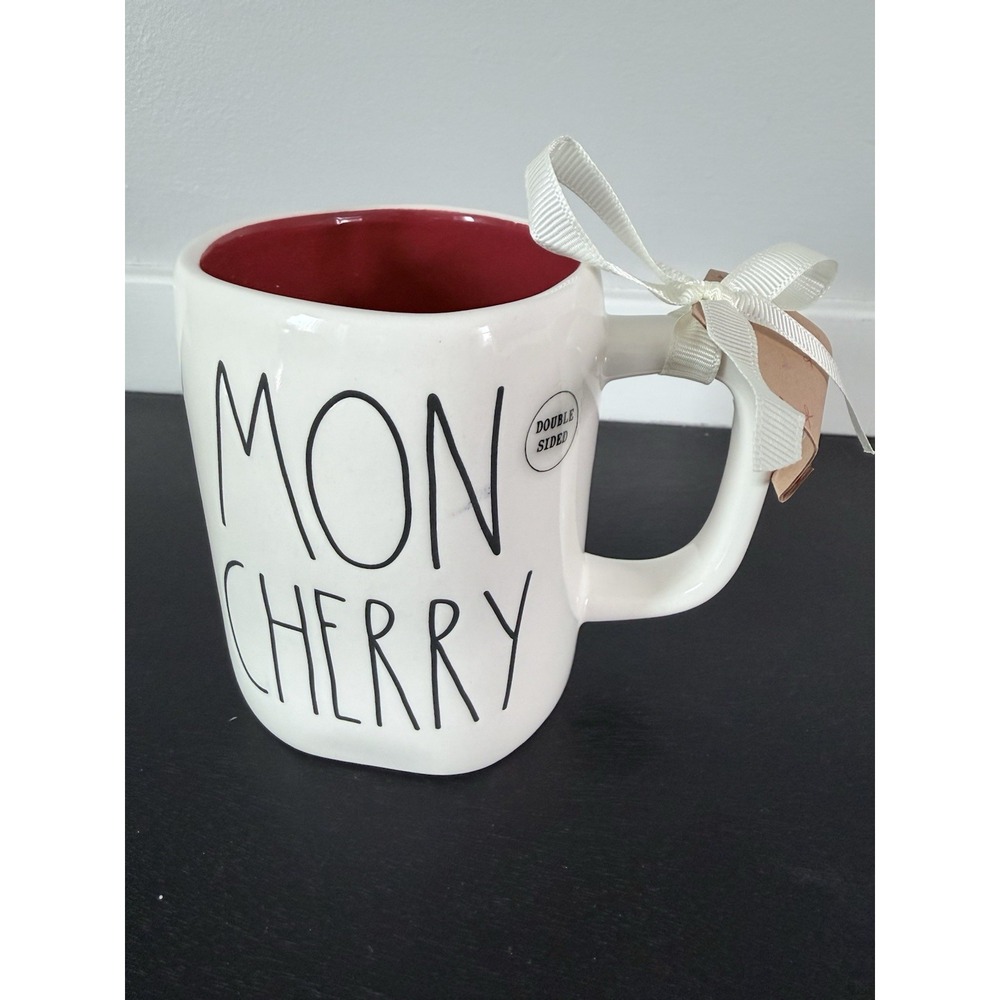 RAE DUNN "MON CHERRY" Ceramic Double Sided Mug